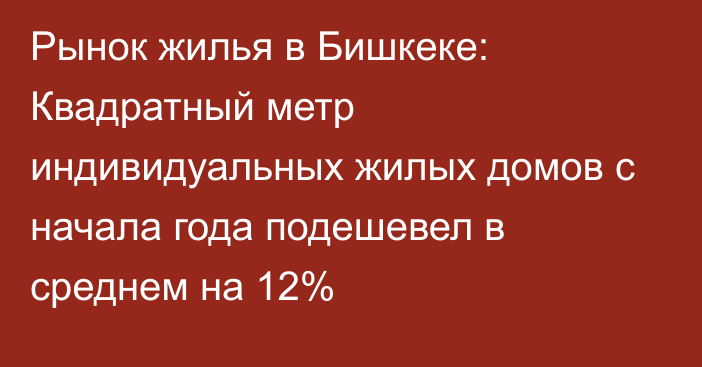 Рынок жилья в Бишкеке: Квадратный метр индивидуальных жилых домов с начала года подешевел в среднем на 12%