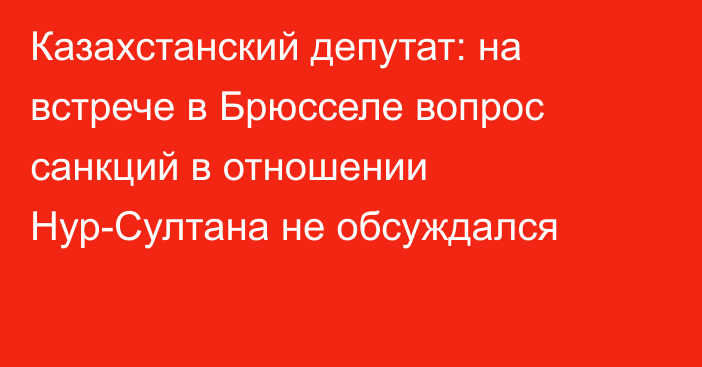 Казахстанский депутат: на встрече в Брюсселе вопрос санкций в отношении Нур-Султана не обсуждался