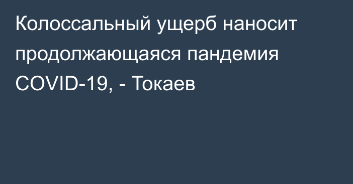 Колоссальный ущерб наносит продолжающаяся пандемия COVID-19, - Токаев