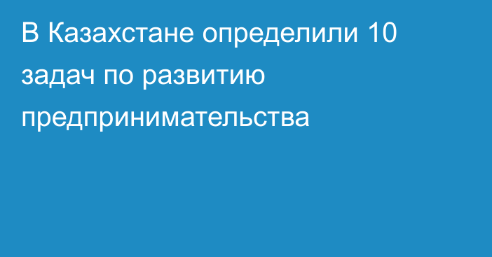 В Казахстане определили 10 задач по развитию предпринимательства