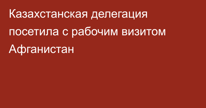 Казахстанская делегация посетила с рабочим визитом Афганистан