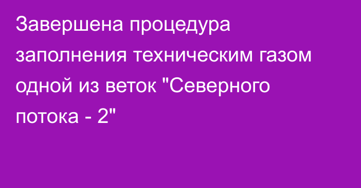 Завершена процедура заполнения техническим газом одной из веток 