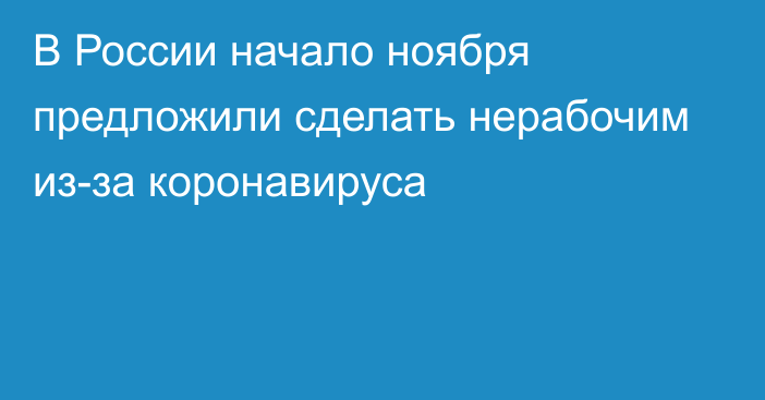 В России начало ноября предложили сделать нерабочим из-за коронавируса