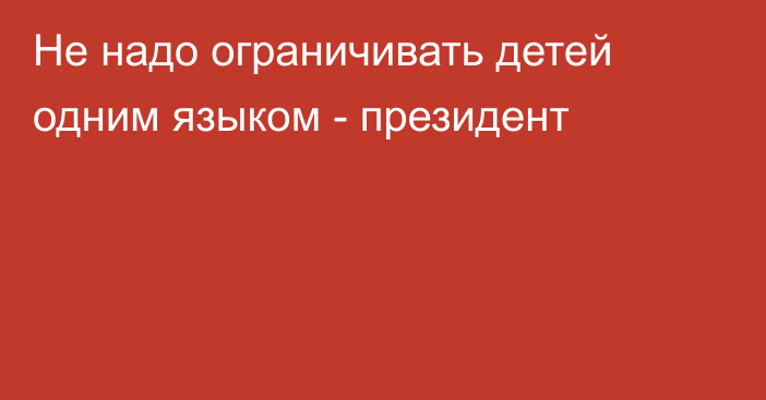 Не надо ограничивать детей одним языком - президент