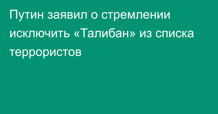 Путин заявил о стремлении исключить «Талибан» из списка террористов