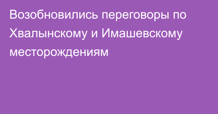 Возобновились переговоры по Хвалынскому и Имашевскому месторождениям