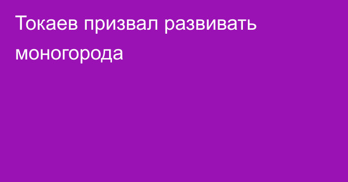 Токаев призвал развивать моногорода