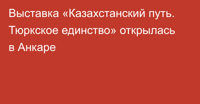 Выставка «Казахстанский путь. Тюркское единство» открылась в Анкаре