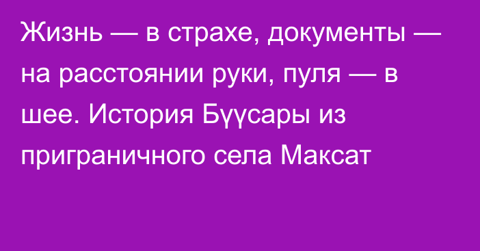 Жизнь — в страхе, документы — на расстоянии руки, пуля — в шее. История Бүүсары из приграничного села Максат