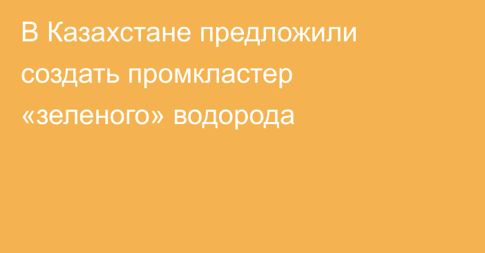 В Казахстане предложили создать промкластер «зеленого» водорода