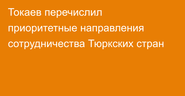 Токаев перечислил приоритетные направления сотрудничества Тюркских стран