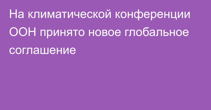 На климатической конференции ООН принято новое глобальное соглашение