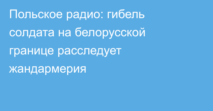 Польское радио: гибель солдата на белорусской границе расследует жандармерия