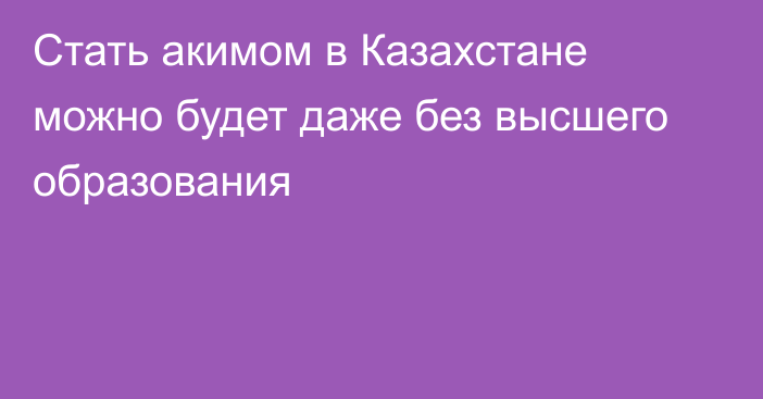 Стать акимом в Казахстане можно будет даже без высшего образования