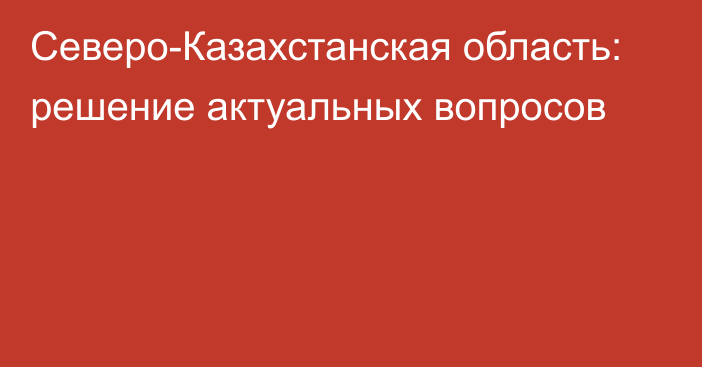 Северо-Казахстанская область: решение актуальных вопросов