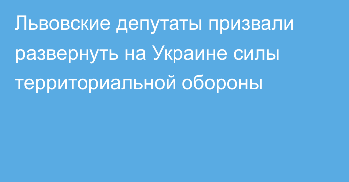 Львовские депутаты призвали развернуть на Украине силы территориальной обороны