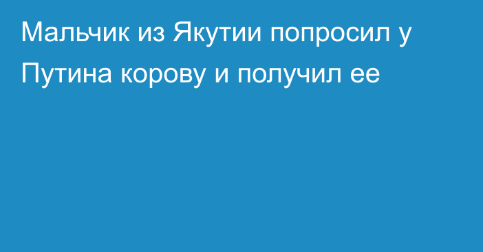 Мальчик из Якутии попросил у Путина корову и получил ее