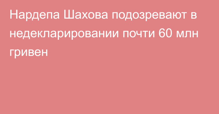 Нардепа Шахова подозревают в недекларировании почти 60 млн гривен