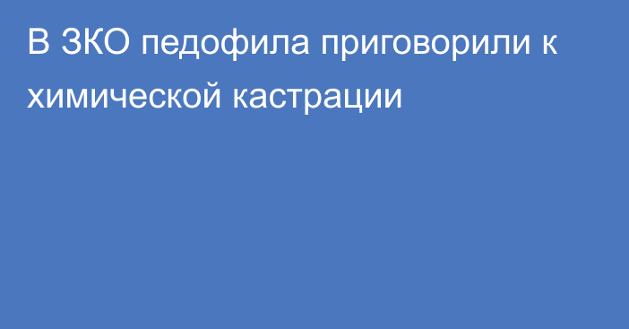 В ЗКО педофила приговорили к химической кастрации