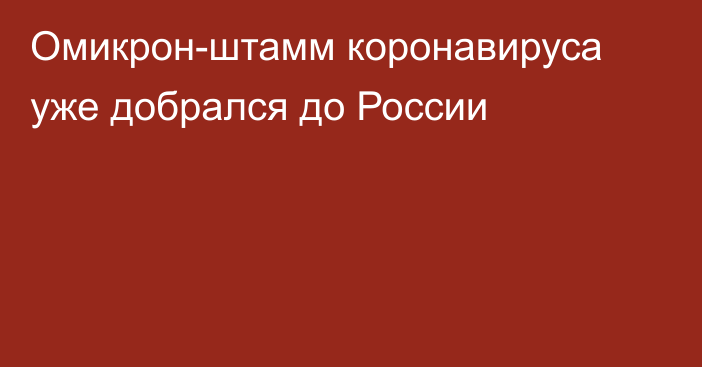 Омикрон-штамм коронавируса уже добрался до России