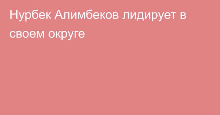 Нурбек Алимбеков лидирует в своем округе