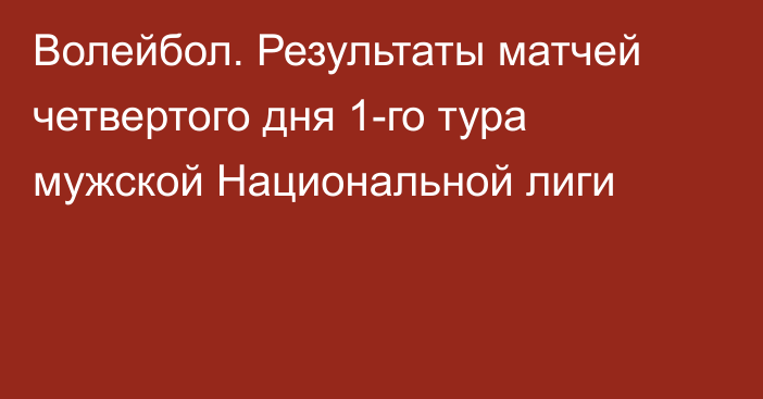 Волейбол. Результаты матчей четвертого дня 1-го тура мужской Национальной лиги