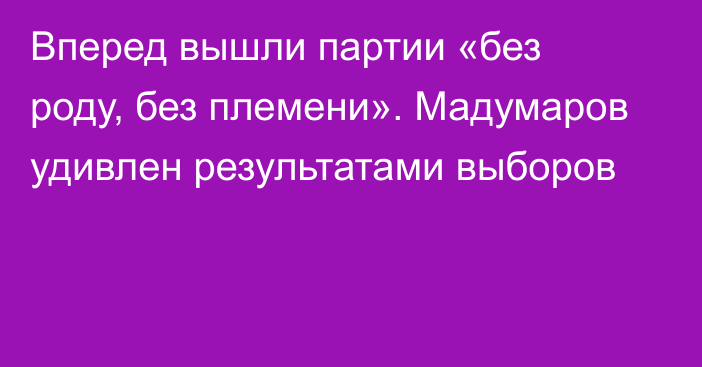 Вперед вышли партии «без роду, без племени». Мадумаров удивлен результатами выборов