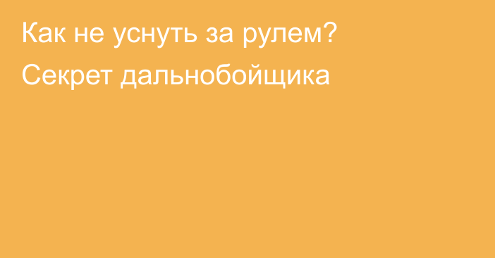 Как не уснуть за рулем? Секрет дальнобойщика