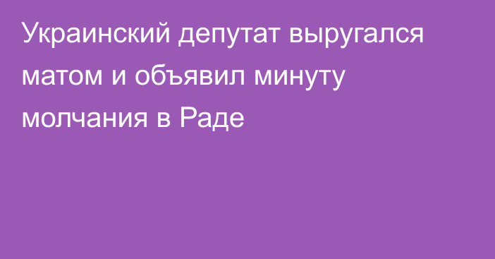 Украинский депутат выругался матом и объявил минуту молчания в Раде