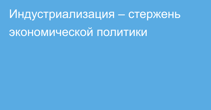 Индустриализация –  стержень экономической политики