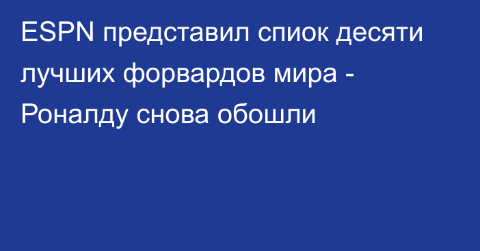 ESPN представил спиок десяти лучших форвардов мира - Роналду снова обошли