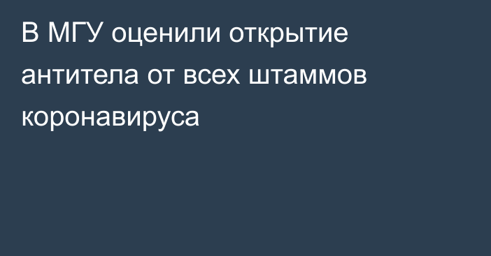 В МГУ оценили открытие антитела от всех штаммов коронавируса