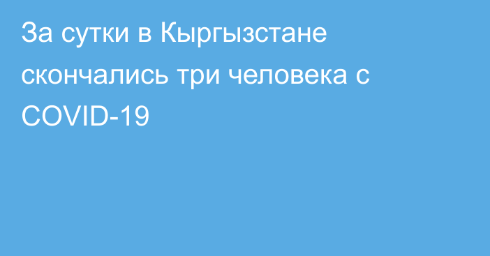 За сутки в Кыргызстане скончались три человека с COVID-19