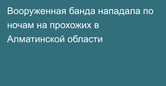 Вооруженная банда нападала по ночам на прохожих в Алматинской области