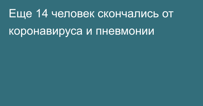 Еще 14 человек скончались от коронавируса и пневмонии