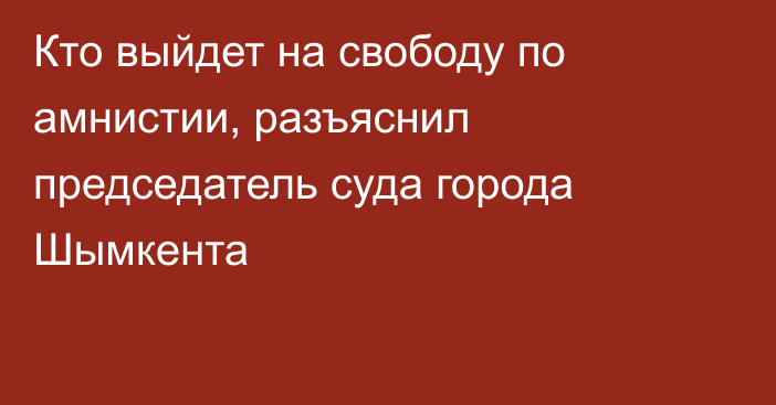 Кто выйдет на свободу по амнистии, разъяснил председатель суда города Шымкента