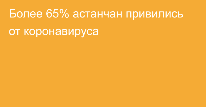 Более 65% астанчан привились от коронавируса