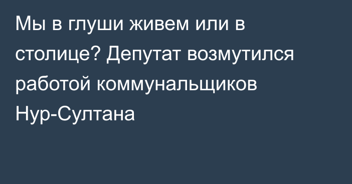 Мы в глуши живем или в столице? Депутат возмутился работой коммунальщиков Нур-Султана