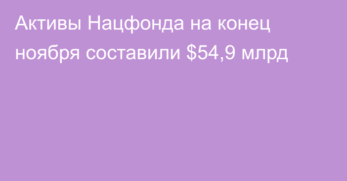 Активы Нацфонда на конец ноября составили $54,9 млрд