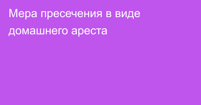 Мера пресечения в виде домашнего ареста