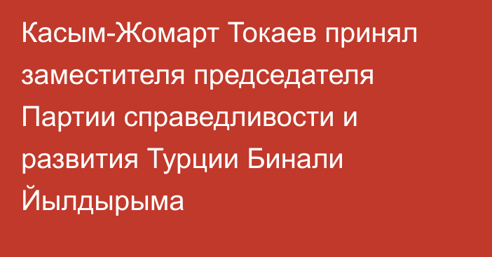 Касым-Жомарт Токаев принял заместителя председателя Партии справедливости и развития Турции Бинали Йылдырыма