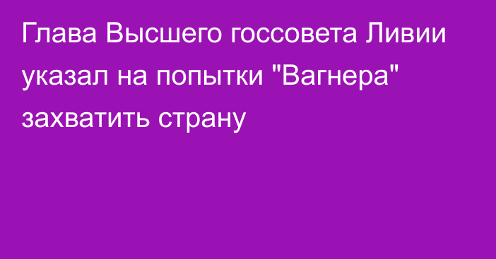 Глава Высшего госсовета Ливии указал на попытки 