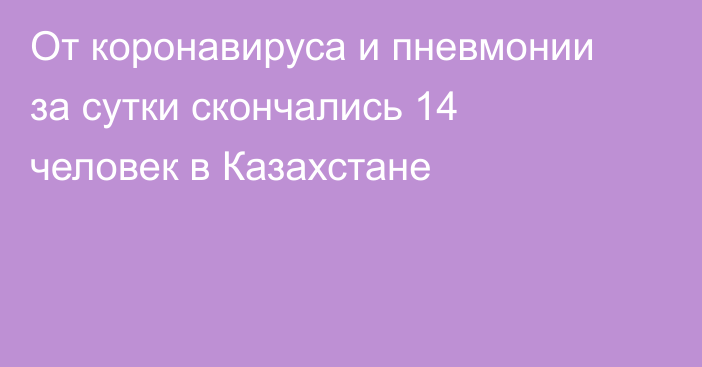 От коронавируса и пневмонии за сутки скончались 14 человек в Казахстане