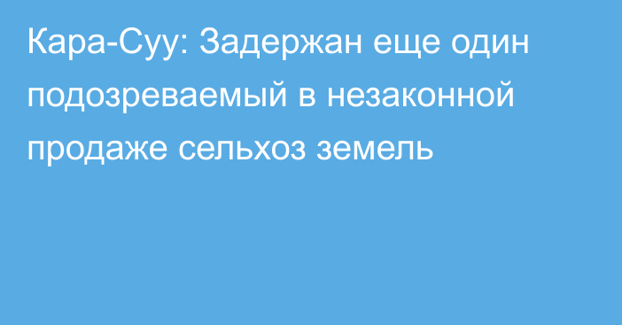 Кара-Суу: Задержан еще один подозреваемый в незаконной продаже сельхоз земель