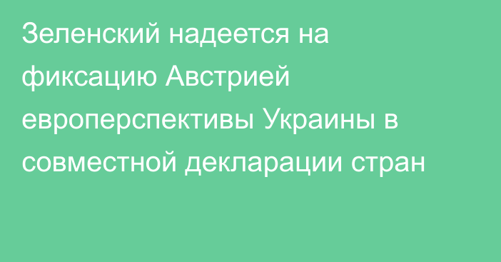 Зеленский надеется на фиксацию Австрией европерспективы Украины в совместной декларации стран