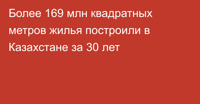 Более 169 млн квадратных метров жилья построили в Казахстане за 30 лет