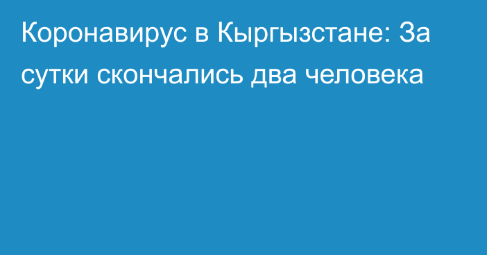 Коронавирус в Кыргызстане: За сутки скончались два человека