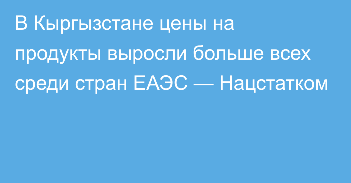 В Кыргызстане цены на продукты выросли больше всех среди стран ЕАЭС — Нацстатком