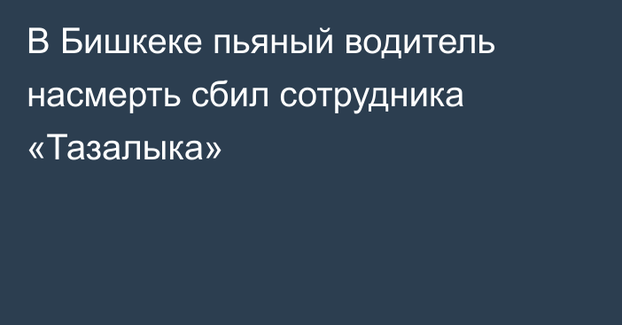 В Бишкеке пьяный водитель насмерть сбил сотрудника «Тазалыка»