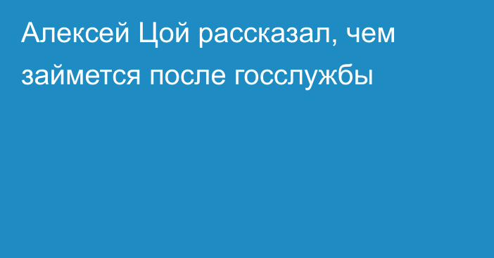 Алексей Цой рассказал, чем займется после госслужбы